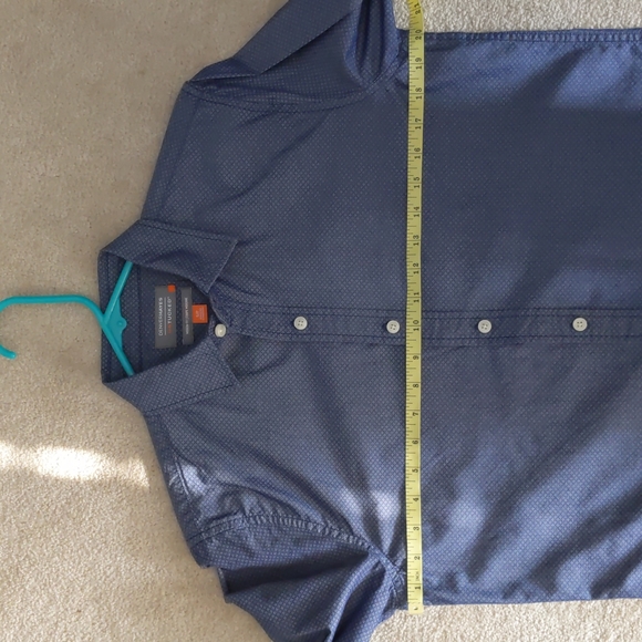 Denver Hayes Untucked Dress Shirt, Button Front, Blue, Small, Long Sleeves - Picture 4 of 6